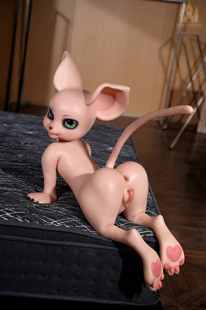100CM Fur Fapdolls Cream Mouse Furry Silicone Doll